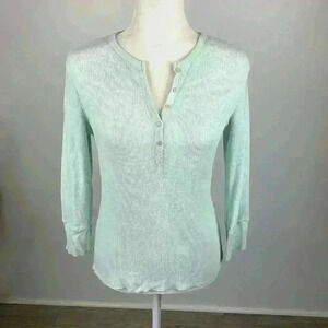 Express Button Front Half Sleeve Top Size Large